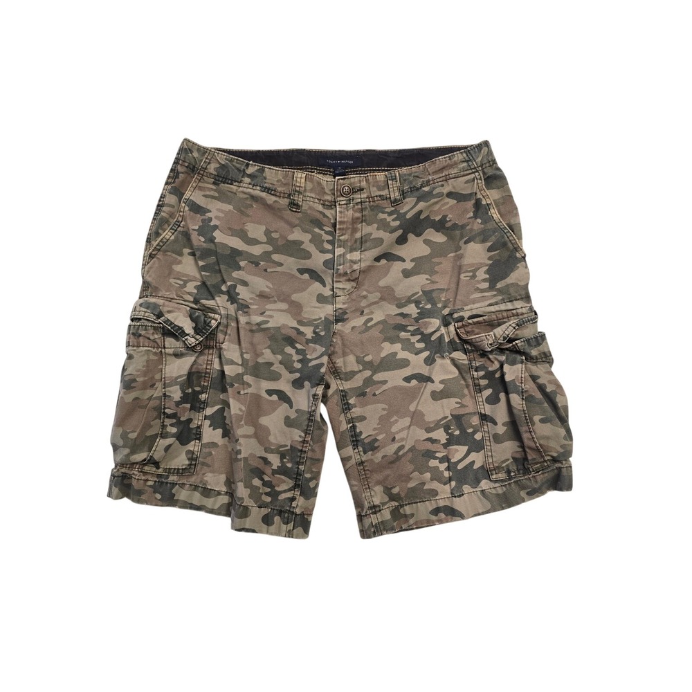 Tommy Hilfiger Mens‎ Camo Cargo Shorts Green Brown Size 36 Casual Rugged 5146